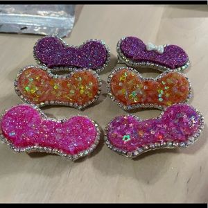 6 Glitter Mouse Hat Alligator hair clips - 2 inch